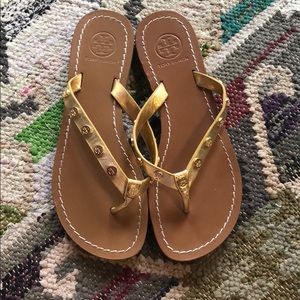 Tory Burch Gold Flip Flops